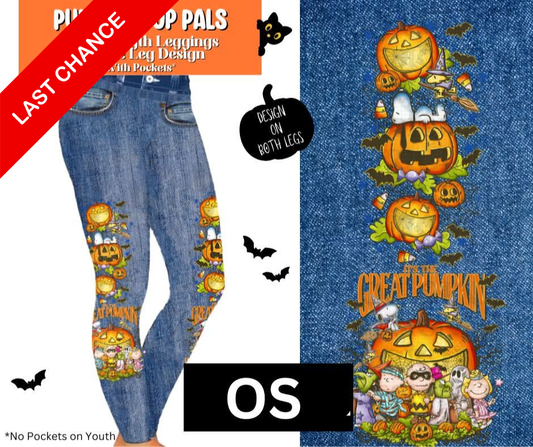 Pumpkin Pup Pals Full Length Faux Denim w/ Side Leg Designs