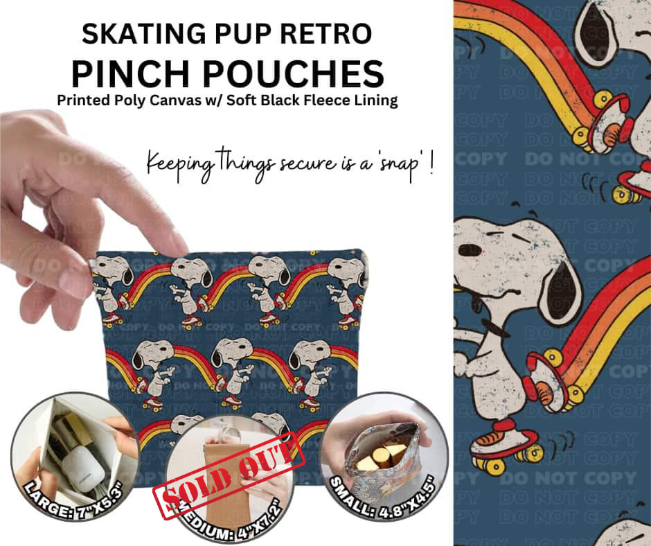 Skating Pup Retro Pinch Pouches