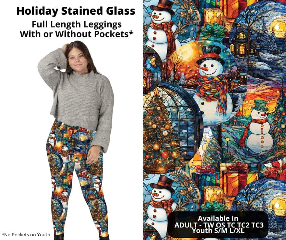 Holiday Stained Glass Full Length Leggings w/ Pockets