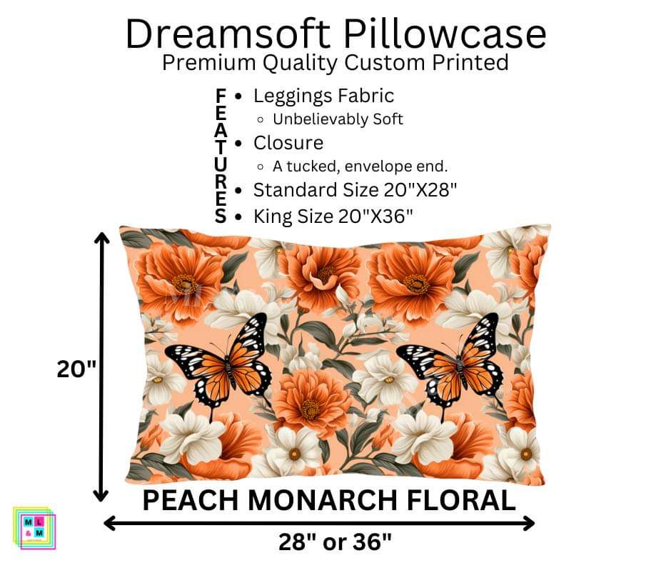 Peach Monarch Floral Dreamsoft Pillowcase