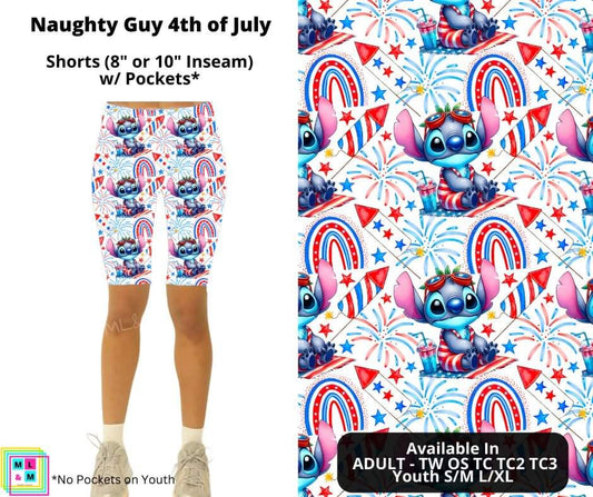 Naughty Guy 4th of July 8" or 10" Inseam Shorts