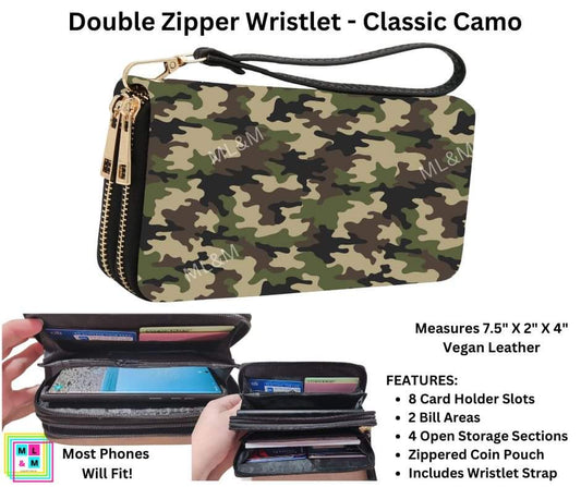 Classic Camo Double Zipper Wristlet