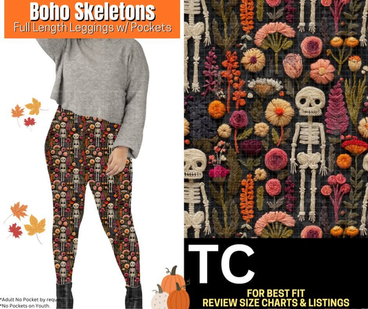 Boho Skeletons Full Length Leggings w/ Pockets
