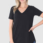 RTS - Short Sleeve V-Neck Top - Black