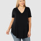 RTS - Short Sleeve V-Neck Top - Black
