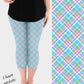 RTS - Spring Blue Plaid Capri Leggings w/ Pockets