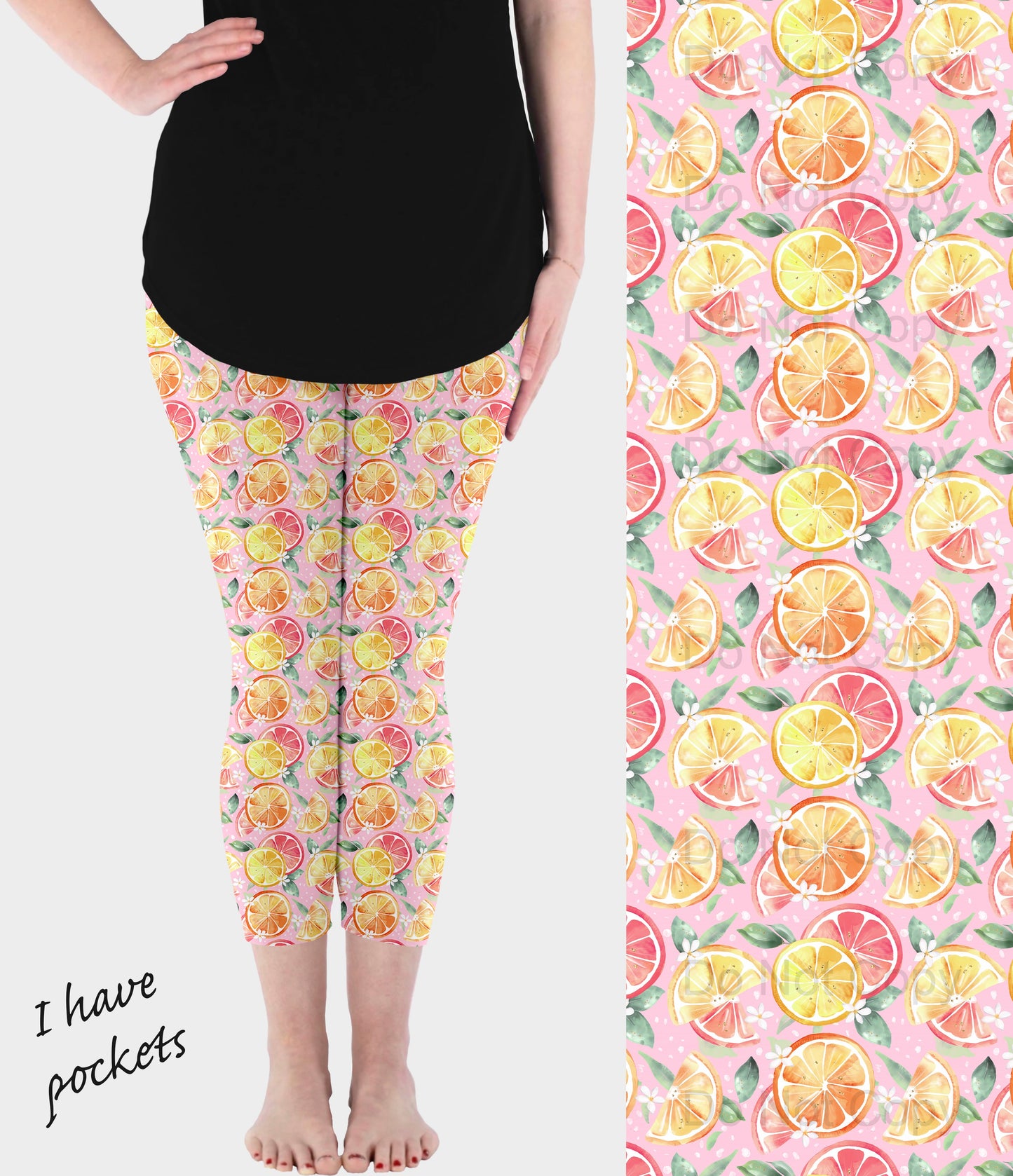 RTS - Summer Citrus Capri Leggings w/ Pockets