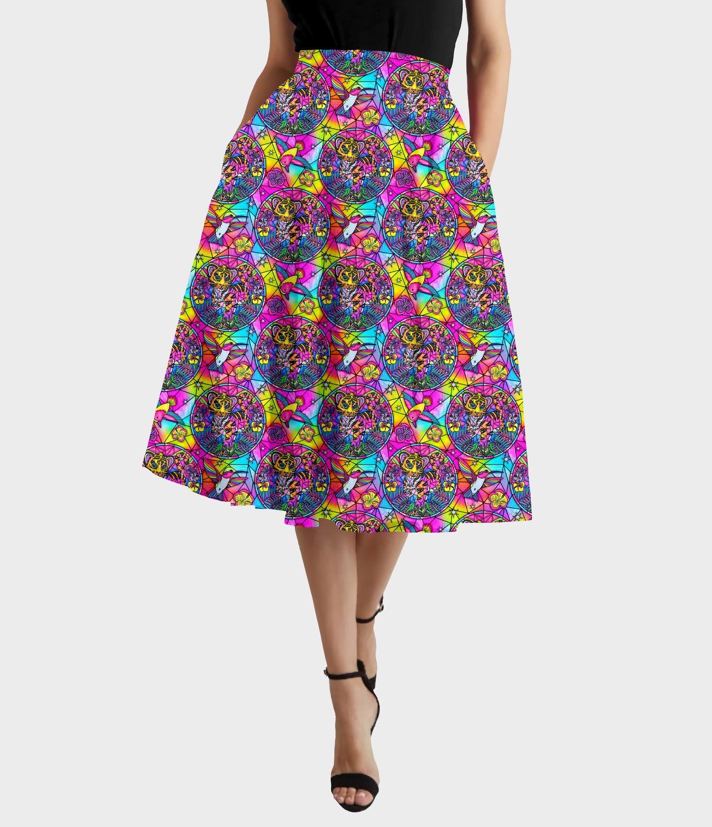 RTS - Tiger Glass Swing Skirt w/ Pockets