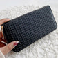 RTS - Black Vegan Leather Woven Weave Zip Around Wallet