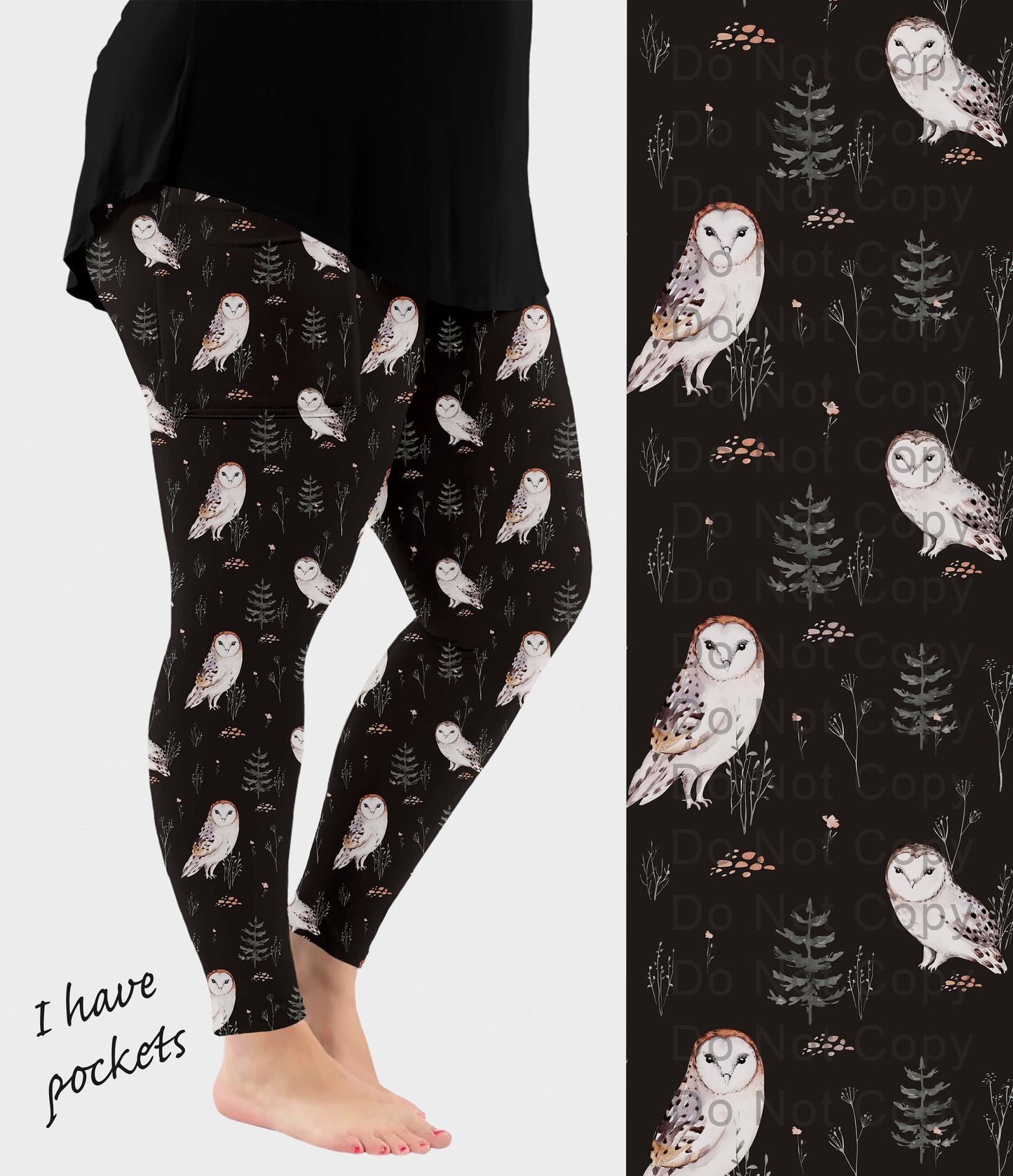 RTS - Woodland Owl Leggings w/ Pockets