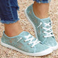 CANVAS SNEAKER RUN- TEAL LACE